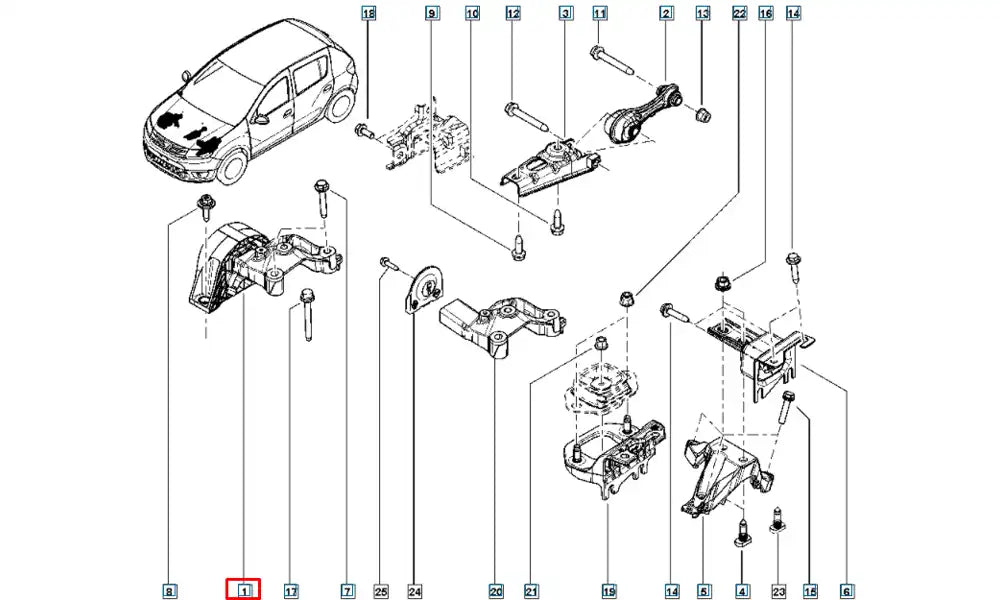 Sandero Motor Ön Bağlantı Takozu Şema Sandero Motor Ön Bağlantı Takozu Şema