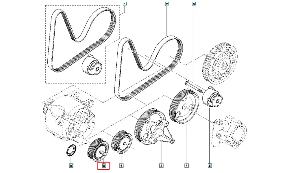 Duster Alternatör Kayışı Gergi Bilyası Şema Duster Alternatör Kayışı Gergi Bilyası Şema