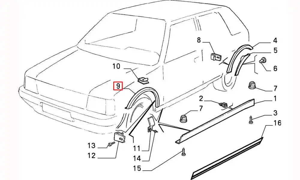 Uno Çamurluk Ağzı Kaplama Plastiği Şema
