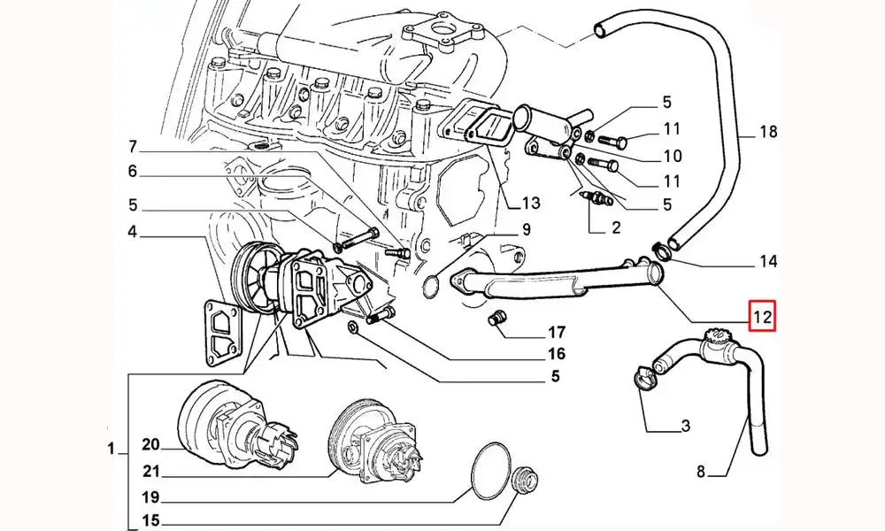 Siena Motor Blok Su Giriş Borusu Şema Siena Motor Blok Su Giriş Borusu Şema