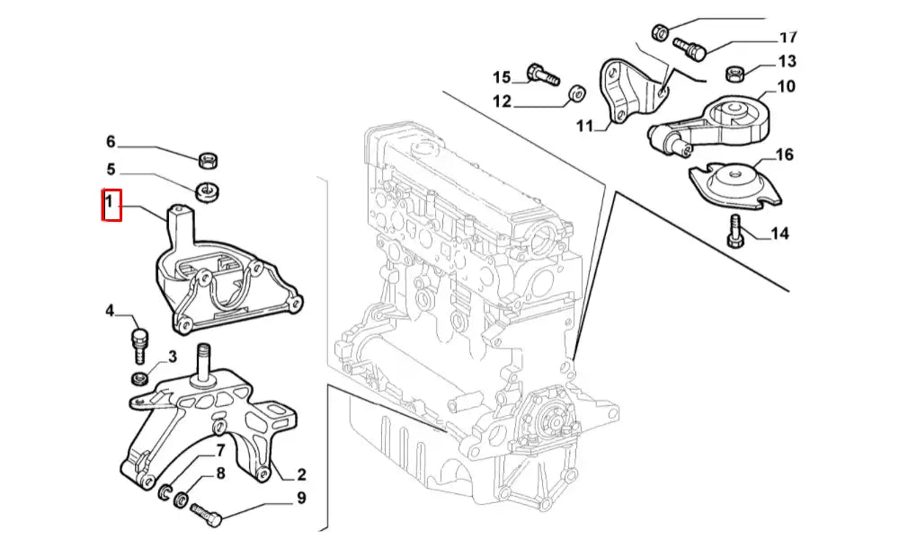 Doblo Motor Arka Bağlantı Takozu Şema Doblo Motor Arka Bağlantı Takozu Şema