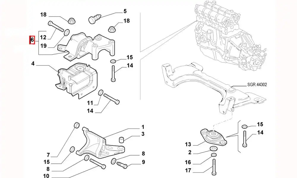 Doblo Motor Ön Bağlantı Takozu Şema Doblo Motor Ön Bağlantı Takozu Şema