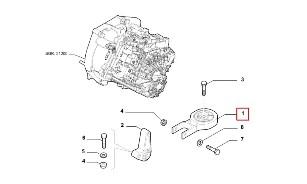 Grande Punto Motor Arka Bağlantı Takozu Şema Grande Punto Motor Arka Bağlantı Takozu Şema