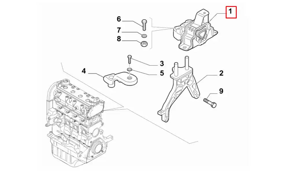 Doblo Motor Ön Bağlantı Takozu Şema Doblo Motor Ön Bağlantı Takozu Şema