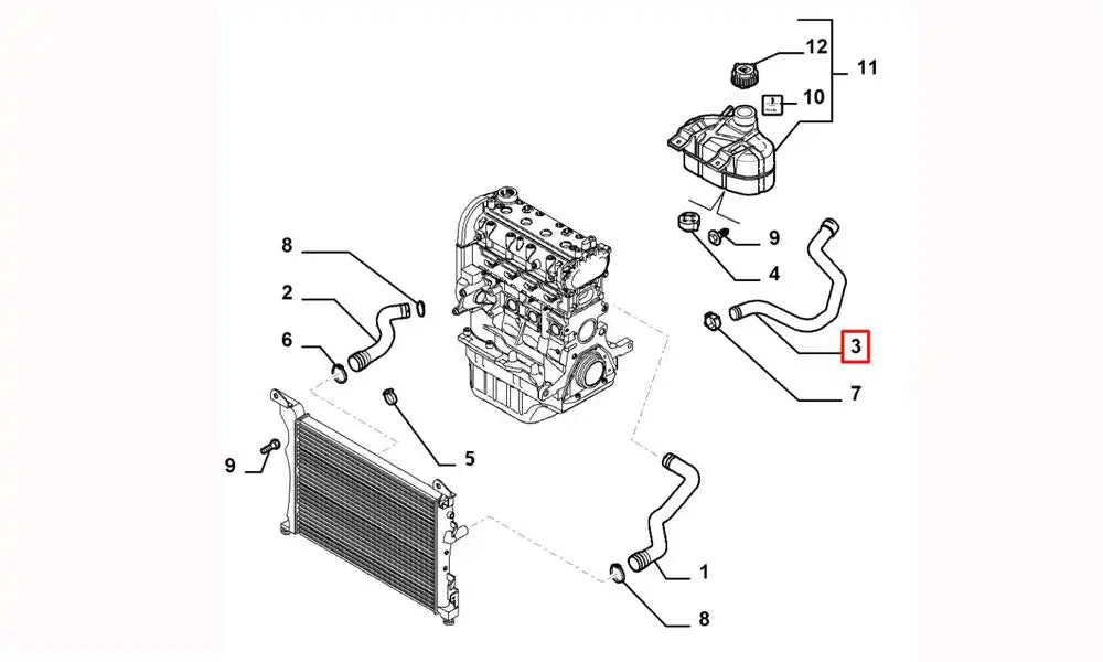 Grande Punto Radyatör Genleşme Depo Hortumu Şema Grande Punto Radyatör Genleşme Depo Hortumu Şema