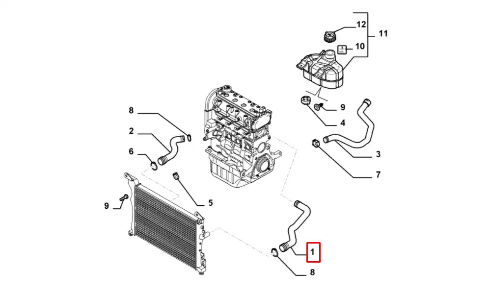 Grande Punto Motor Radyatörü Alt Hortumu Şema Grande Punto Motor Radyatörü Alt Hortumu Şema