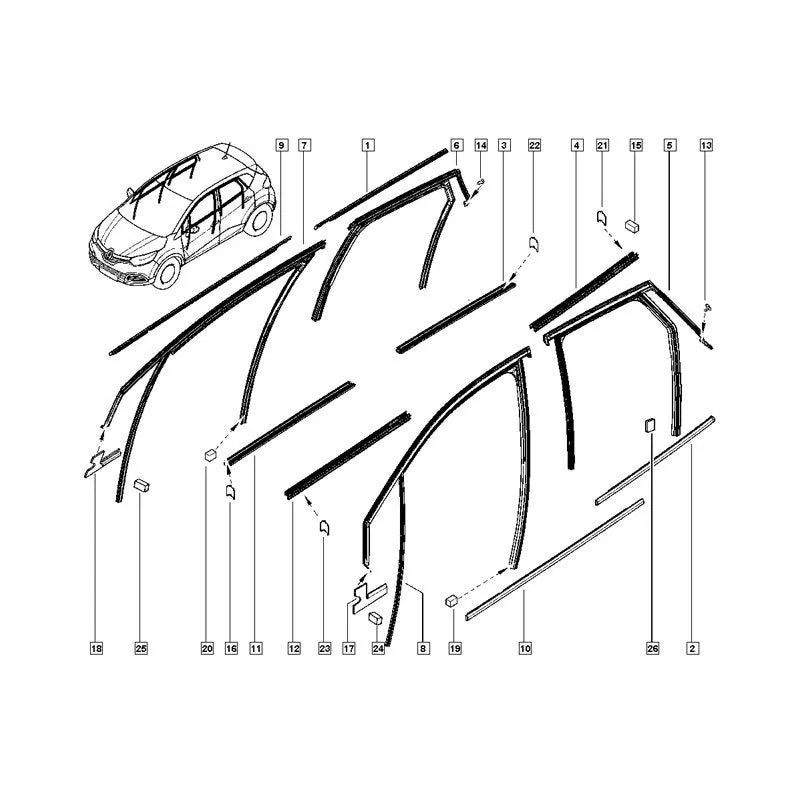 Clio Kapı Cam Fitili Klipsi 2013-2018 Orjinal