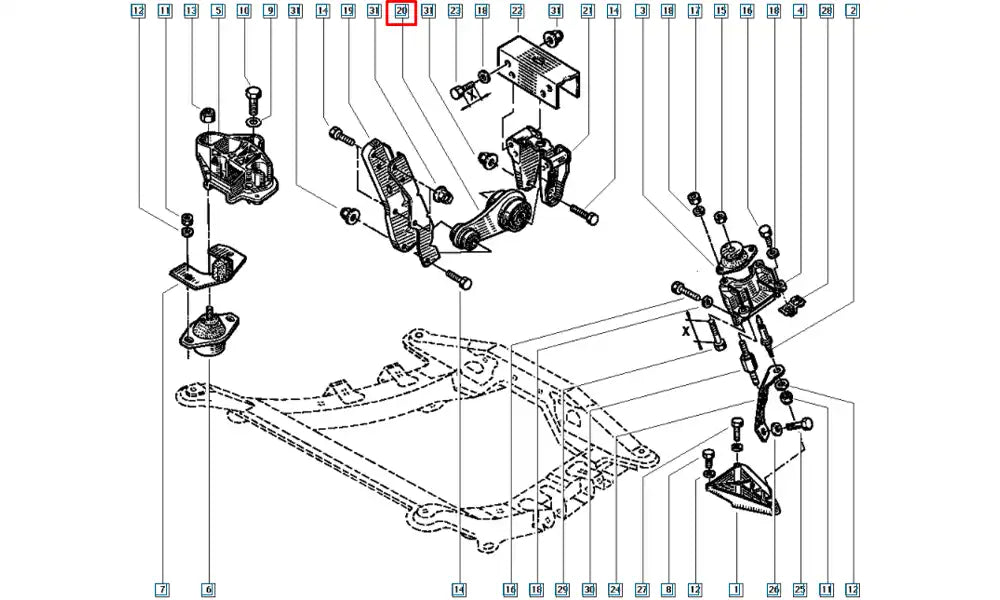 19 Motor Arka Bağlantı Takozu Şema 19 Motor Arka Bağlantı Takozu Şema