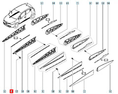 Clio Kapı Çıtası Üst Nikelajı Şema