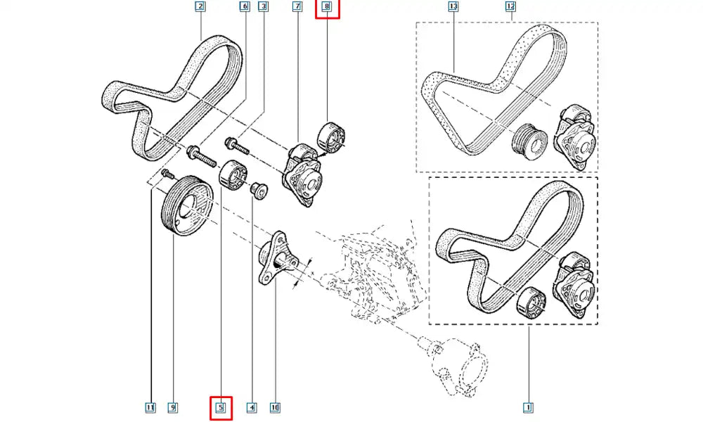 Master Alternatör Kayışı Gergi Bilyası Şema