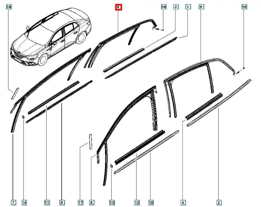 Megane Kapı Cam Fitili Şema
