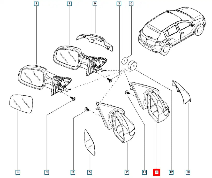 Logan Yan Ayna Şema Logan Yan Ayna Şema