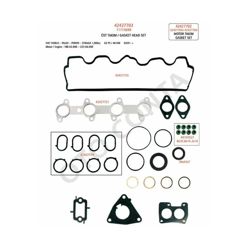 Doblo Motor Contası Takım Üst 2001-2010 Oto Conta 71715699
