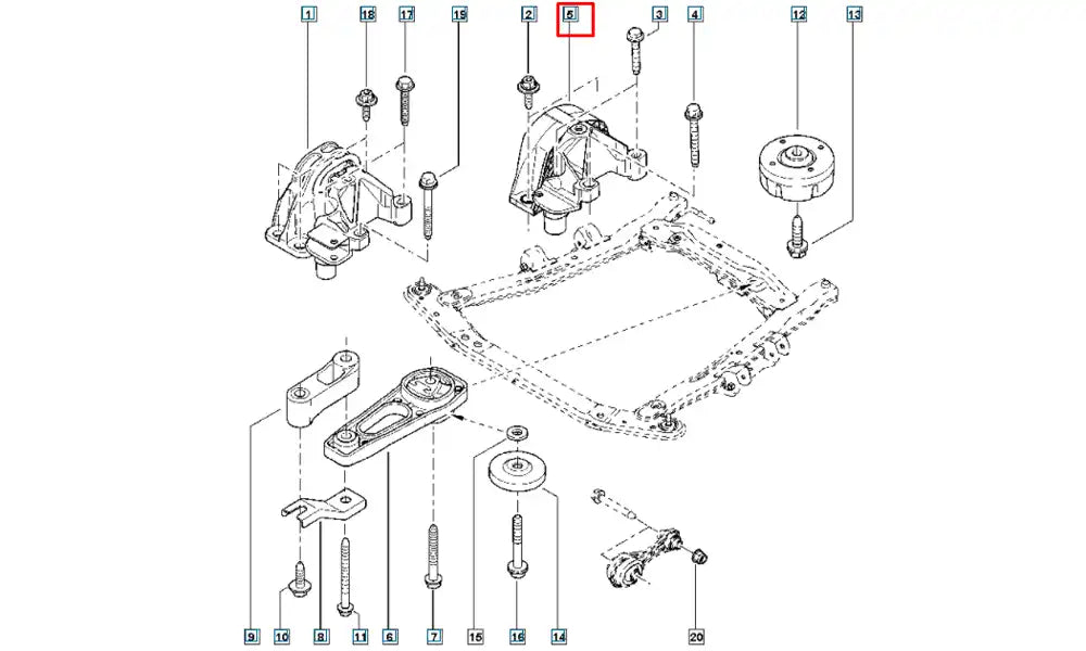 Duster Motor Ön Bağlantı Takozu Şema