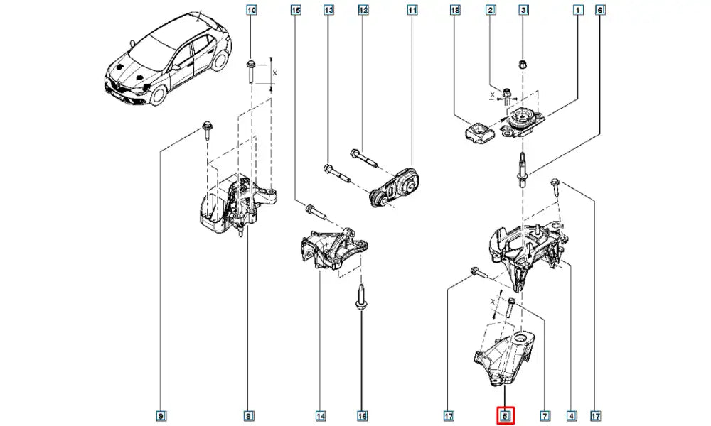 Kadjar Motor Arka Takozu Bağlantı Ayağı Şema