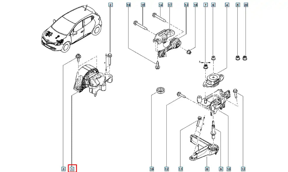 Clio Motor Ön Bağlantı Takozu Şema