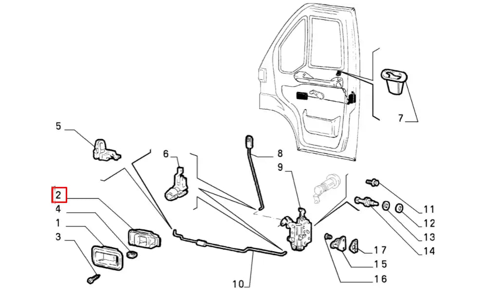 Ducato Kapı İç Açma Kolu Şema