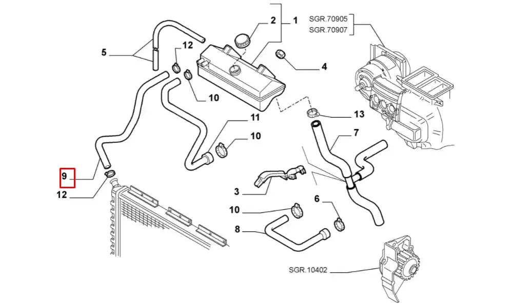 Ducato Radyatör Genleşme Depo Hortumu Şema