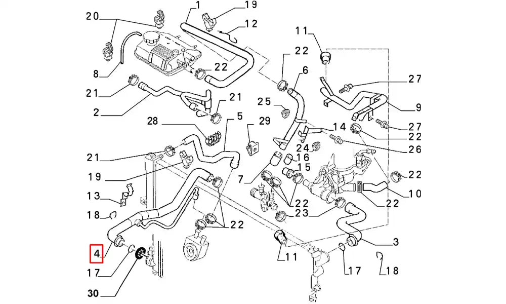 Scudo Motor Radyatörü Alt Hortumu Şema