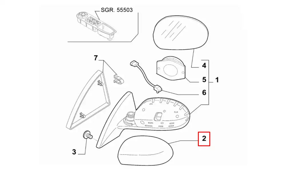 159 Yan Ayna Kapağı Şema