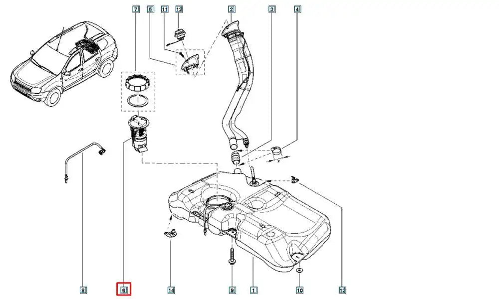 Duster Yakıt Depo Şamandırası Şema