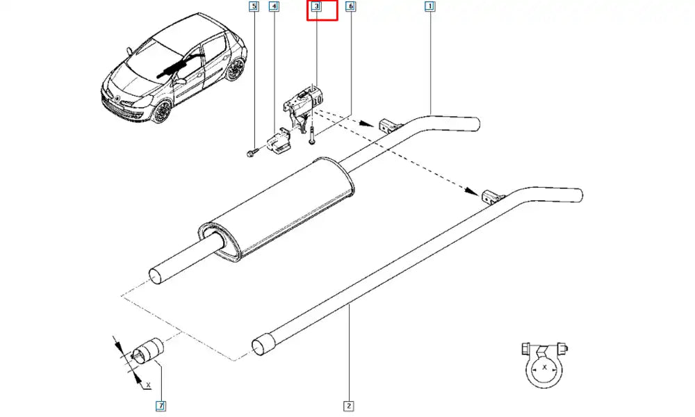Clio Egzoz Askı Ve Montaj Lastik Takozu Şema