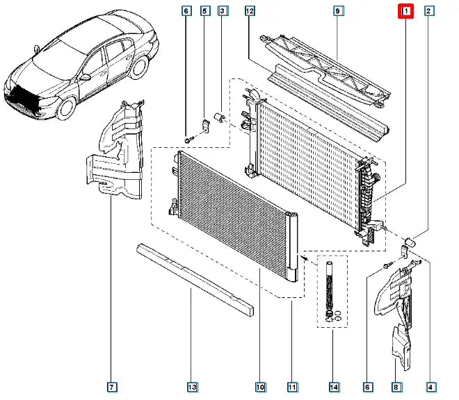 Megane Motor Su Radyatörü Şema