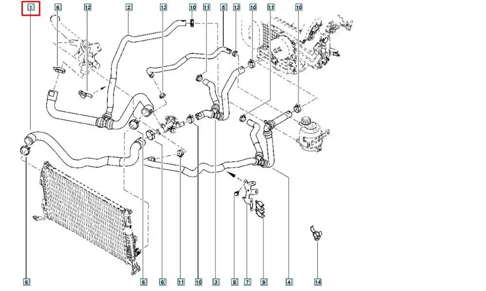 Lodgy Motor Radyatörü Üst Hortumu Şema