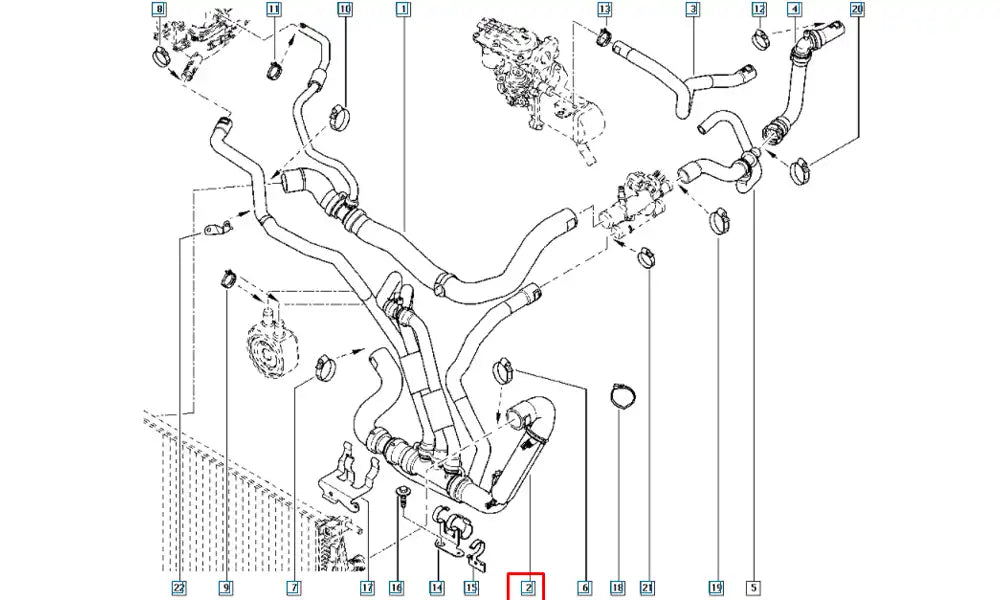 Megane Motor Radyatörü Alt Hortumu Şema