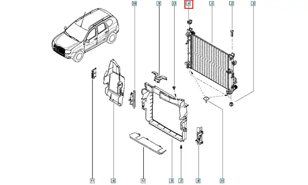Logan Radyatör Bağlantı Ayağı Şema