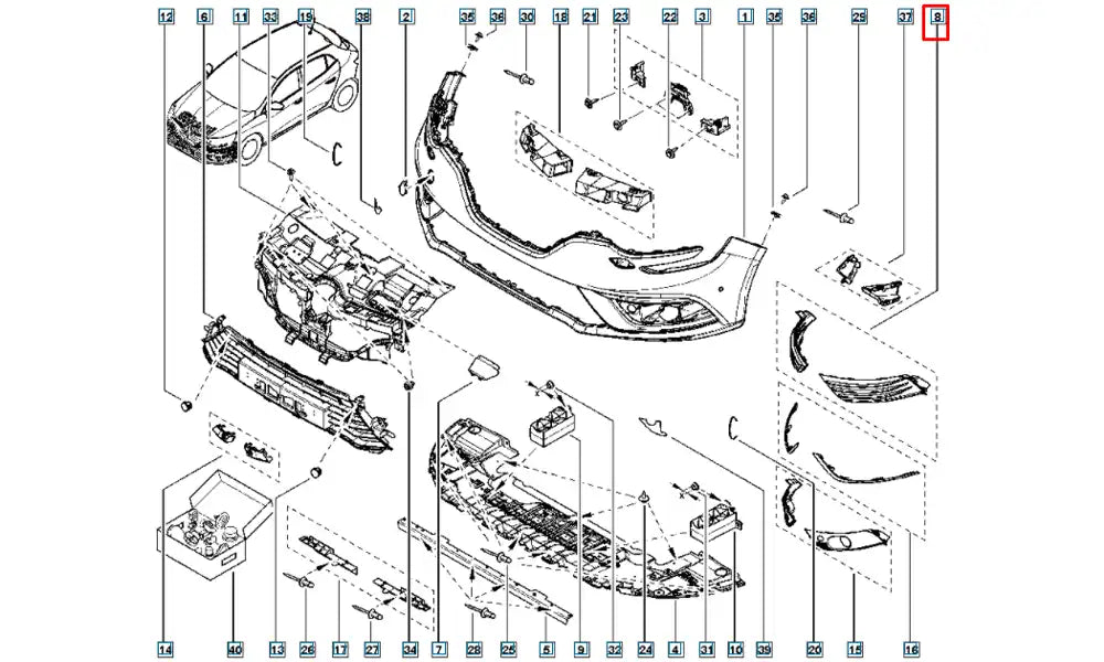 Megane Sis Farı Kapak Plastiği Şema