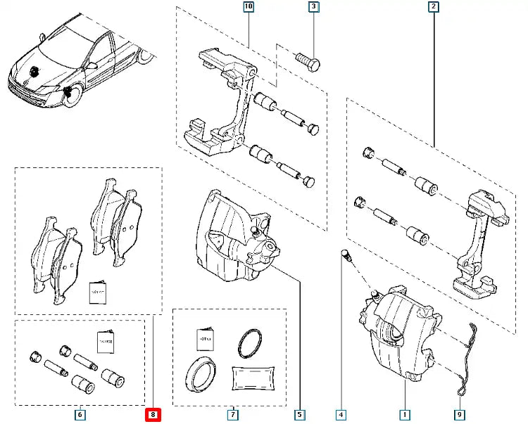 Laguna Ön Fren Balatası Şema
