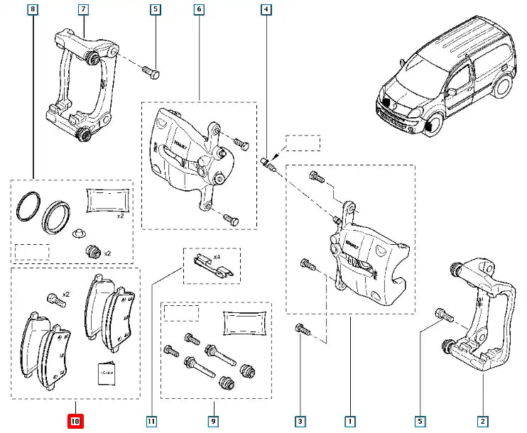 Kangoo Ön Fren Balatası Şema