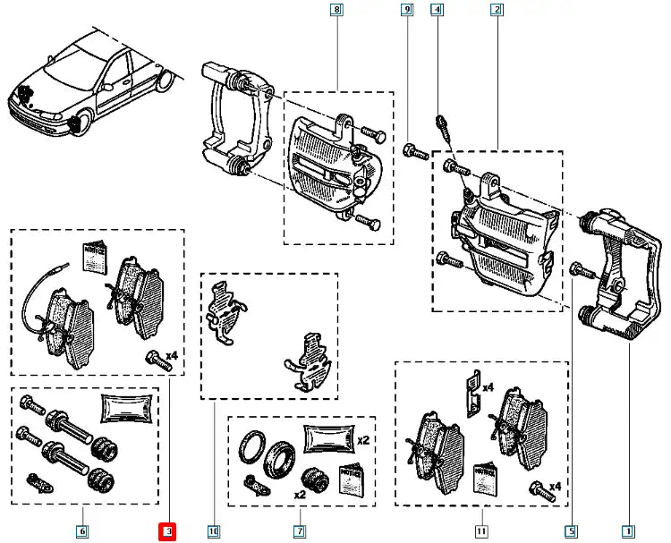 Laguna Ön Fren Balatası Şema