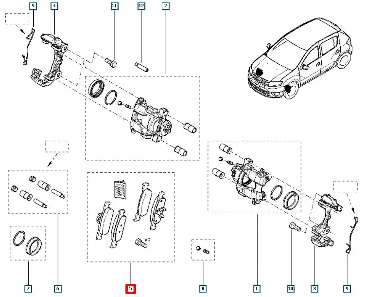 Sandero Ön Fren Balatası Şema