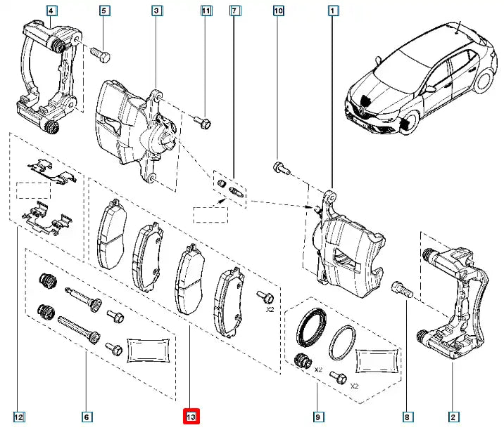 Megane Ön Fren Balatası Şema