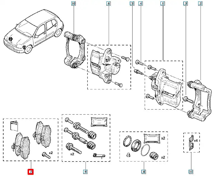 Laguna Ön Fren Balatası Şema