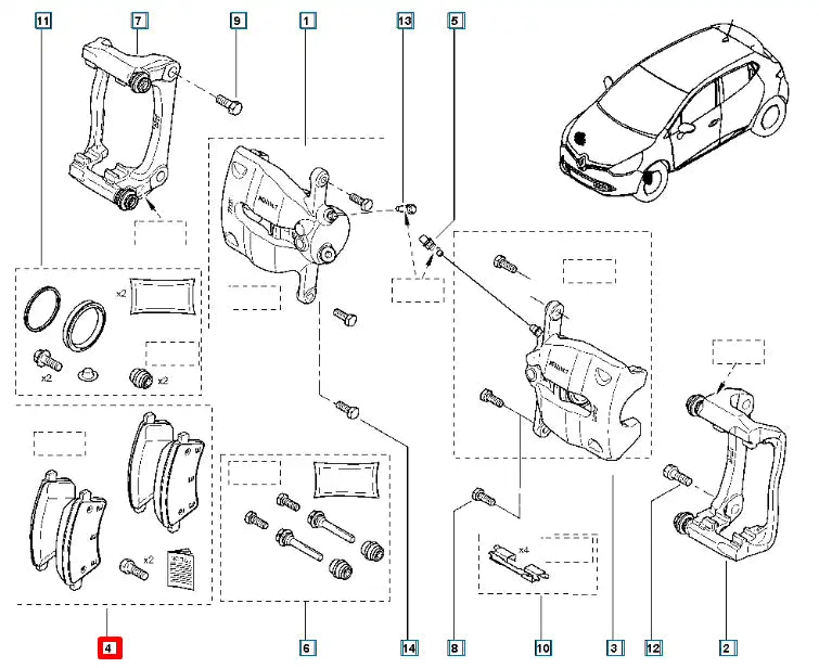 Sandero Ön Fren Balatası Şema