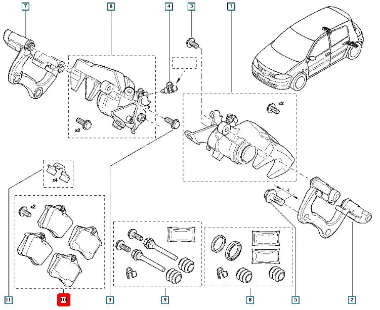 Megane Arka Fren Balatası Şema