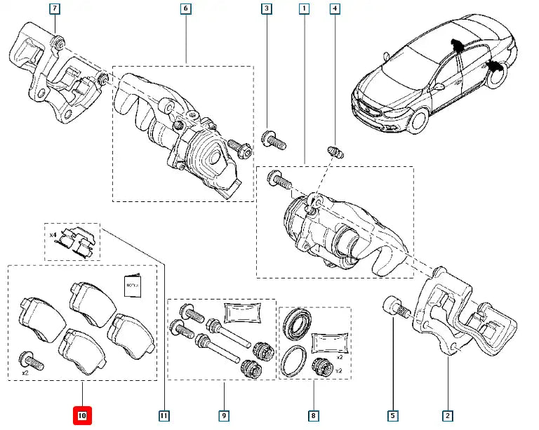 Megane Arka Fren Balatası Şema