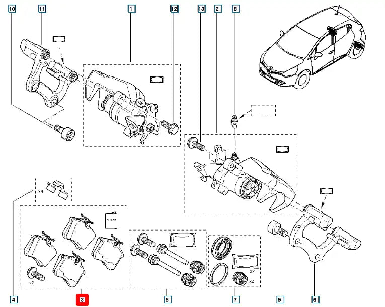 Megane Arka Fren Balatası Şema