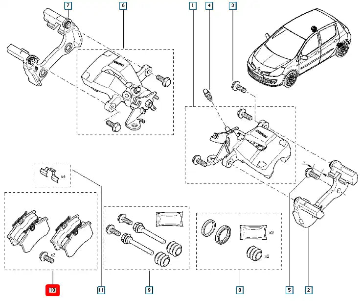 Modüs Arka Fren Balatası Şema