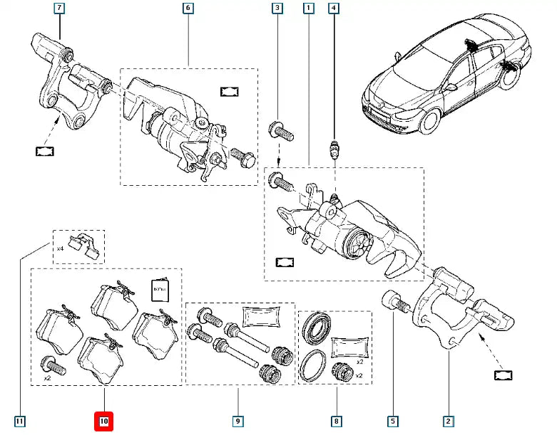 Megane Arka Fren Balatası Şema