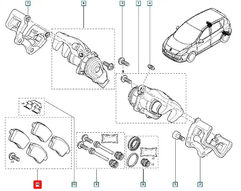 Megane Arka Fren Balatası Şema