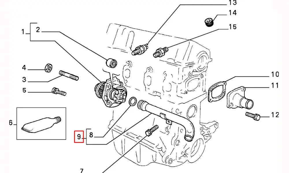 Siena Motor Blok Su Giriş Borusu Şema