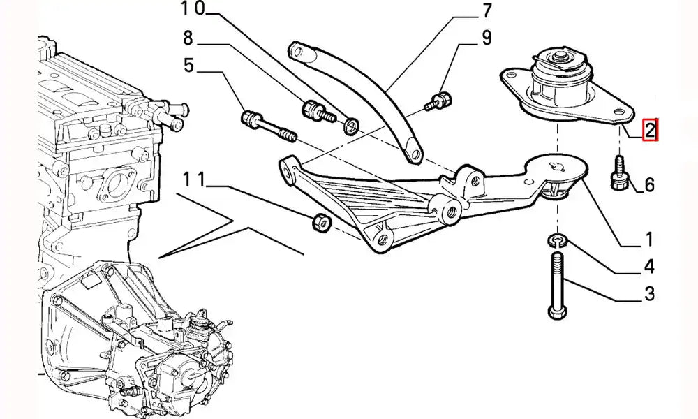 Brava Motor Arka Bağlantı Takozu Şema