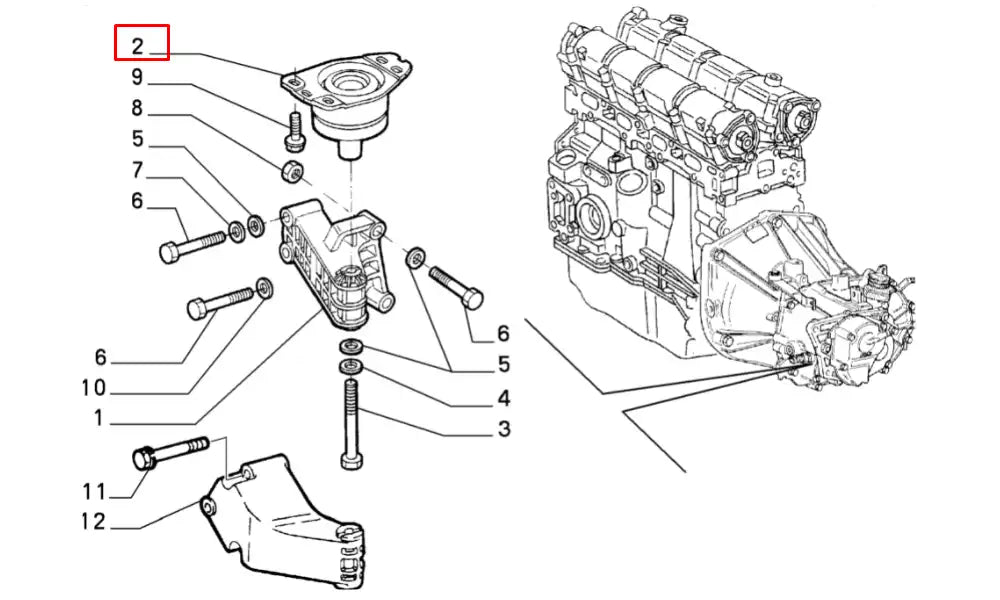 Brava Motor Arka Bağlantı Takozu Şema