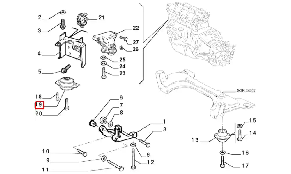 Palio Motor Ön Bağlantı Takozu Şema