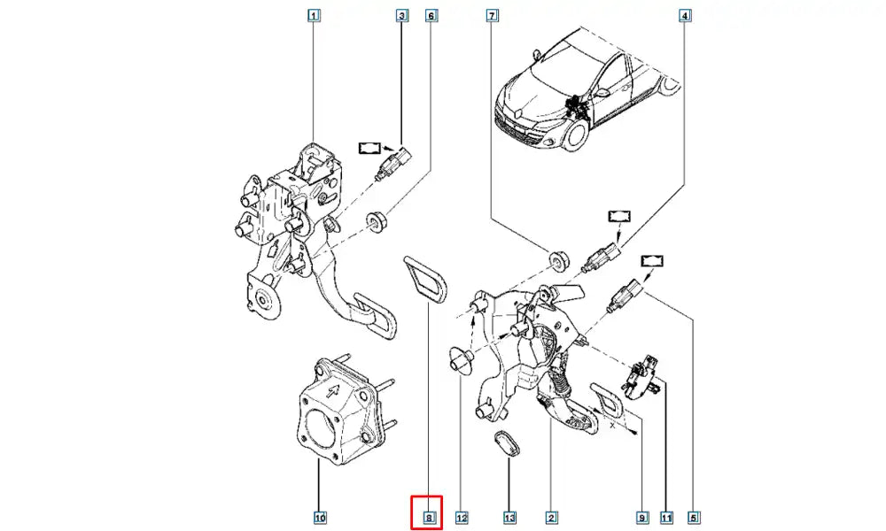 Megane Fren Pedal Lastiği Şema