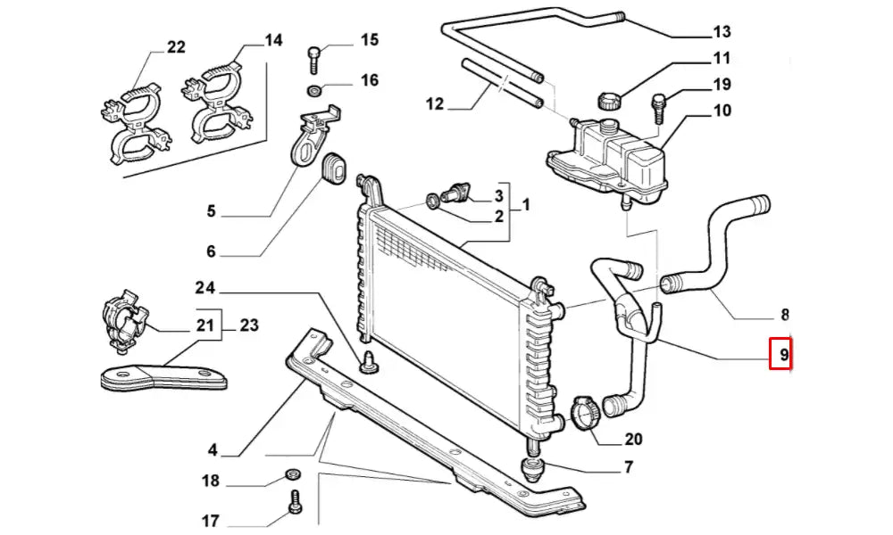 Palio Motor Radyatörü Alt Hortumu Şema